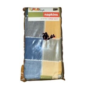 Cottage square Homewear Cloth Napkins Set 4 Multicolor Color Block Plaid 19x19